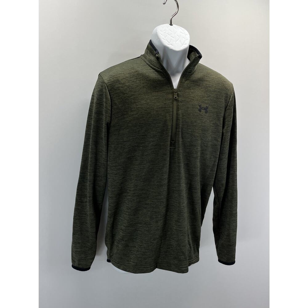 Under Armour CG Fleece Men's Small 1/2 Zip Green Long Sleeve Activewear Top - Picture 2 of 7